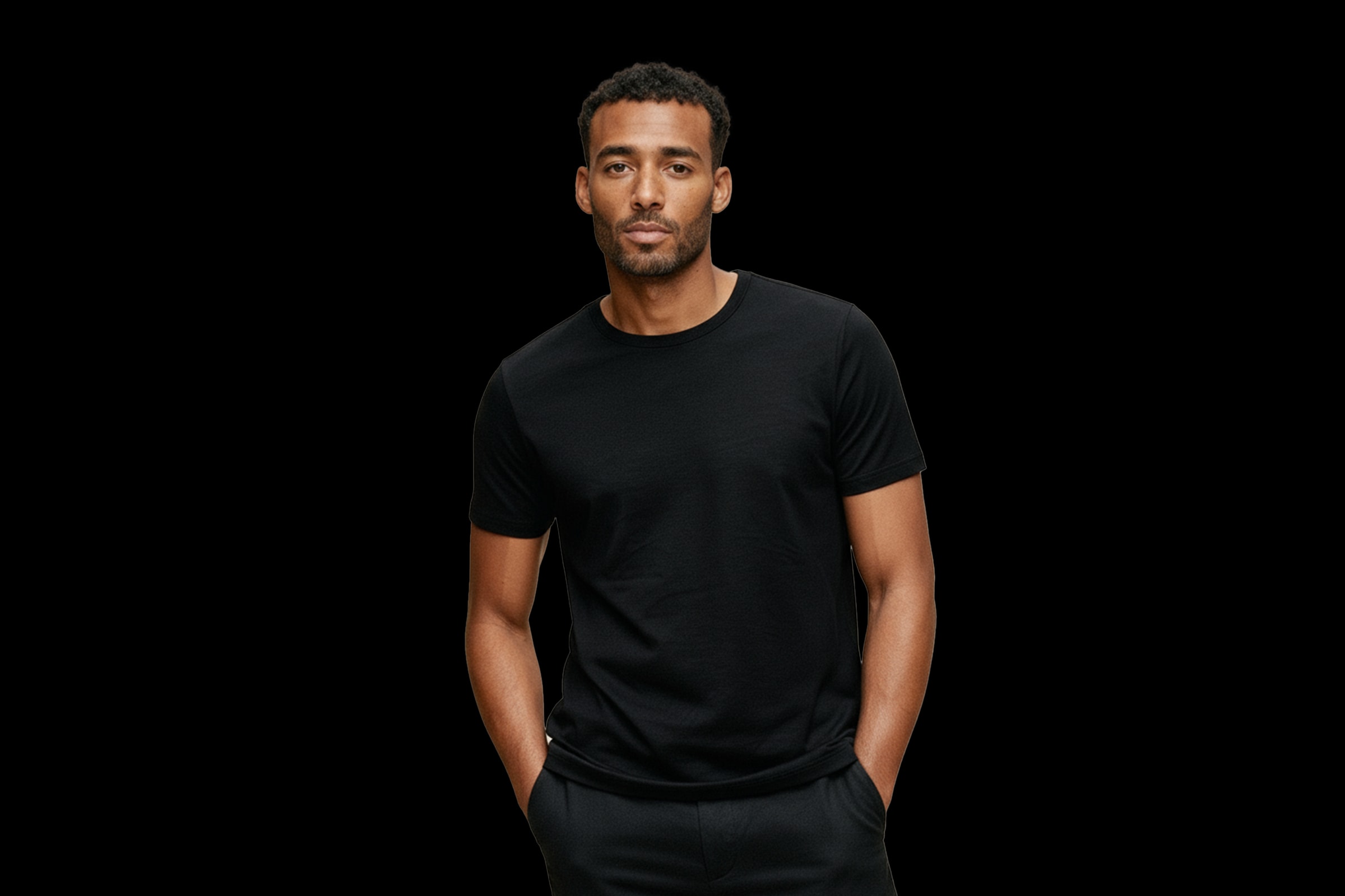 Camiseta Essencial OITONOVE Camiseta masculina preta em algodão 100% puro